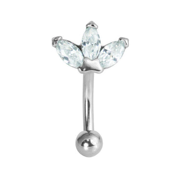 3 Jewel Marquis Fan Curved Bar